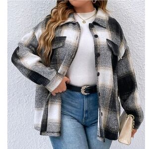 Amazon Women's Black and White Plaid Jacket